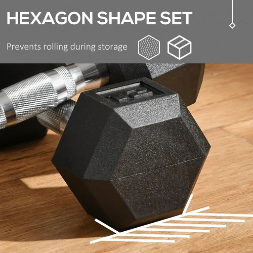 Miniatura 5 de Soozier 2 x 12lbs/2 x 15lbs/2 x 40lbs/2 x 45lbs/2 x 50lbs Hex Dumbbell Set of 2, Rubber Weights Exercise Fitness with Non-Slip Handles, Anti-roll