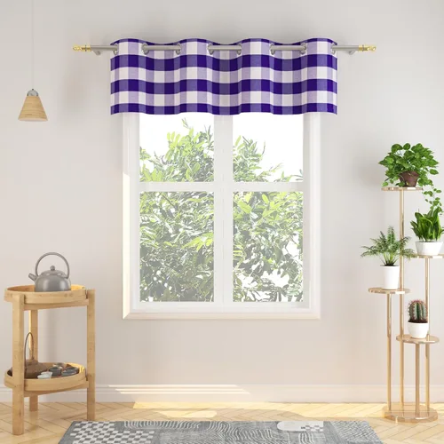 Miniatura 111 de Cortinas de 24 pulgadas de largo con diseño Buffalo Check Gingham Plaid para ventanas de cocina y baño, tratamiento para ventanas con 2 paneles