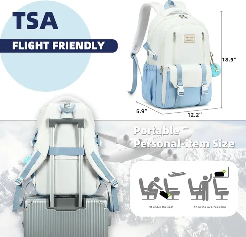 Miniatura 6 de Caoroky knight Mochila de viaje para laptop para mujeres y niñas, mochila de escuela primaria y secundaria, mochilas universitarias, mochila Azul