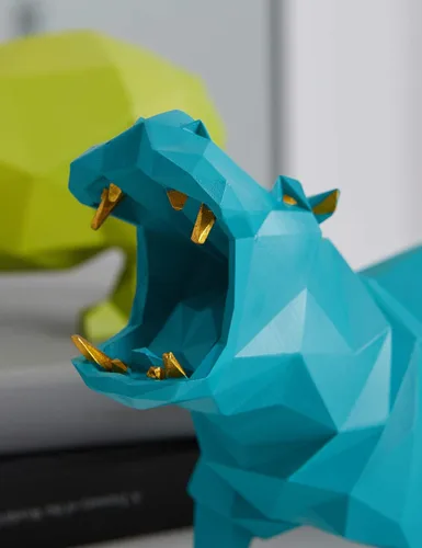Miniatura 8 de HAUCOZE Estatua de hipopótamo, escultura de animal, figura moderna para decoración del hogar, decoración del hogar, arte de mesa, regalo para Azul