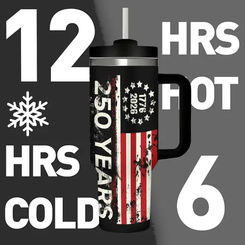 Miniatura 3 de 250 Years American Flag - Vaso aislado de acero inoxidable de 40 onzas (40.6 fl oz), taza de café patriótica con tapa a prueba de salpicaduras