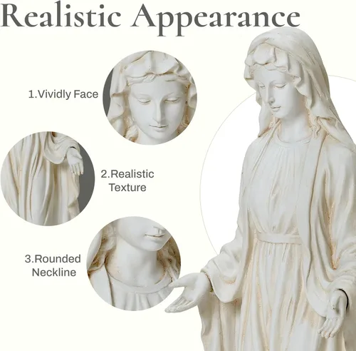 Miniatura 6 de LuxenHome - Estatua de Virgen María para exteriores, estatua religiosa de jardín de 30 pulgadas, estatua de la Santísima Madre al aire libre