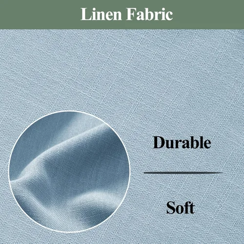 Miniatura 7 de Frelement Cortinas 100% opacas con forro térmico, cortinas de lino para decoración de Navidad, cortinas plisadas con aislamiento térmico
