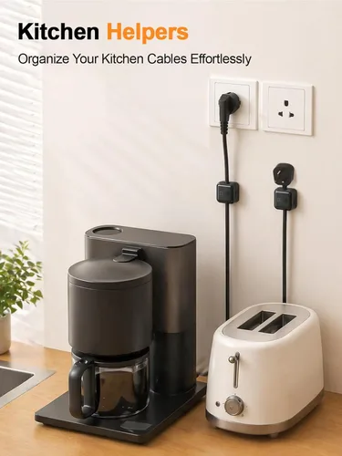 Miniatura 7 de Paquete de 8 Organizadores de Cables con Soporte, Costop Fuerte Adhesivo Magnético para Gestión de Cables de Escritorio, Fácil de Abrir, Organiza