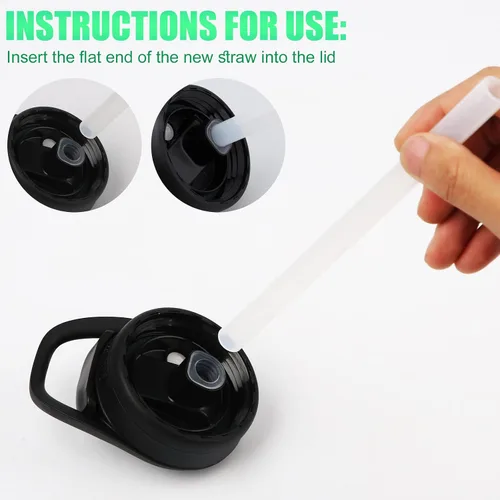 Miniatura 4 de 6 popotes de repuesto para Eddy + botella de agua, con un cepillo de limpieza, popotes reutilizables, rectos, solo compatibles con accesorios Eddy