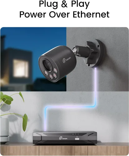 Miniatura 8 de Loocam Sistema de cámara de seguridad con cable 8MP 8CH NVR 2TB HDD, 4pcs 4K PoE Sistema de cámara AI Detección de vehículos humanos, sistema