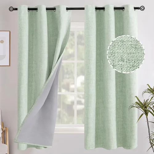 Miniatura 99 de YoungsTex - Cortinas opacas de lino para dormitorio, oscurecimiento de la habitación, cortinas con textura de lino, paneles con aislamiento térmico