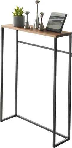 YAMAZAKI Home - Mesa consola delgada – Mesa de entrada estrecha (24 pulgadas) con ganchos, mesa delgada ultra poco profunda para espacios pequeños,