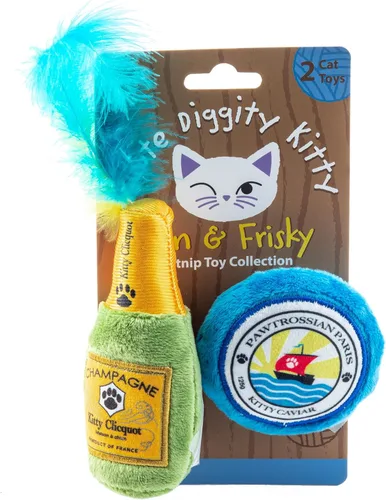 Miniatura 15 de Haute Diggity Kitty Gatos Cinta Azul + Conjunto de Gatito Vaquero, Juguetes de Felpa para Gatos Rellenos de Hierba Gatera con Sonido Crujiente