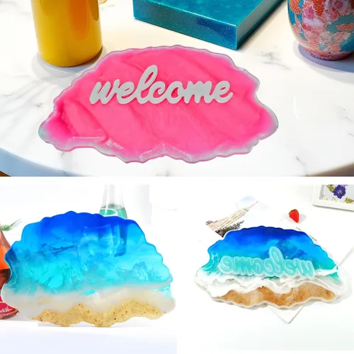 Miniatura 7 de Molde de resina de letrero de bienvenida, molde de bandeja de silicona grande para decoración de resina epoxi Create Custom Welcome Signs or