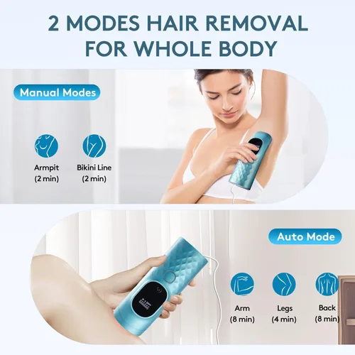 Miniatura 6 de Depilación láser para mujeres y hombres - Dispositivo removedor de luz IPL permanente e indolora con enfriamiento por hielo, afeitadora, gafas