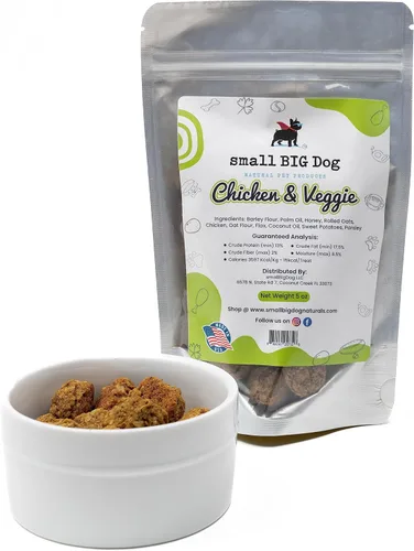 Miniatura 2 de Golosinas de pollo y verduras, suaves, 5 onzas, sin trigo, ingredientes 100% naturales, deliciosas, ideales para perros mayores y aquellos
