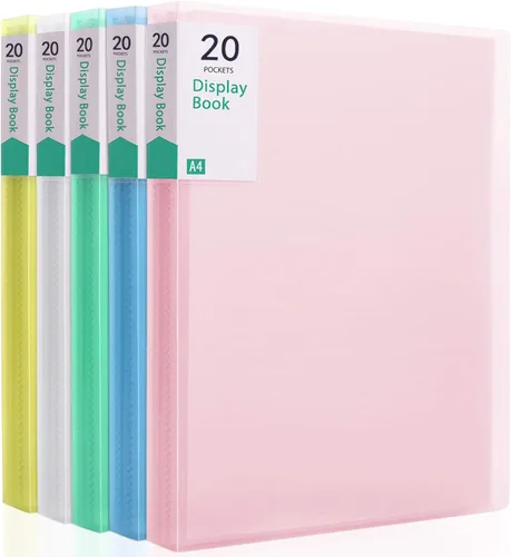 Phyxin Organizador de carpetas de 20 bolsillos, protectores de hojas de 8.5 x 11 pulgadas, 40 páginas de plástico para documentos, organizador de