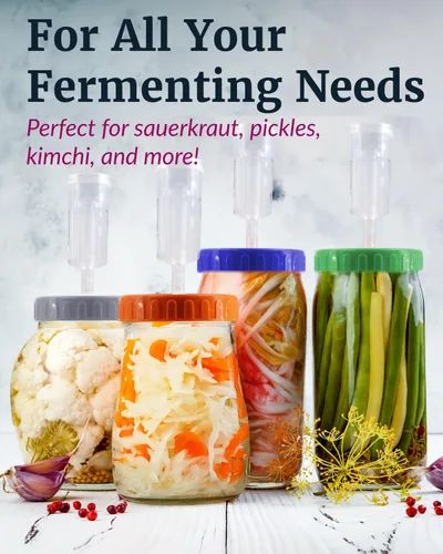 Miniatura 5 de Elementi Tapas de fermentación para tarros de masón, tapas de fermentación fáciles de usar para frascos Mason de boca ancha, haz un delicioso Gris