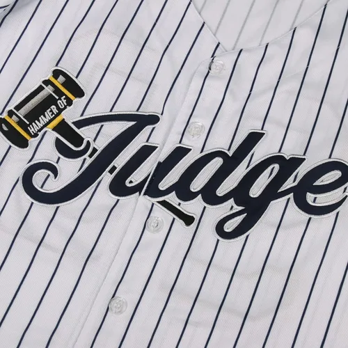 Miniatura 4 de 99 Parches bordados de jersey de béisbol Jersey blanco cosido con rayas azul marino