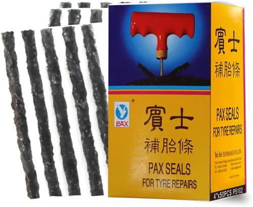 Miniatura 4 de PAX Kit de 50 tapones de reparación de neumáticos negros de 4 pulgadas, kit de parche de neumáticos, tira de sellado sin cámara para reparación