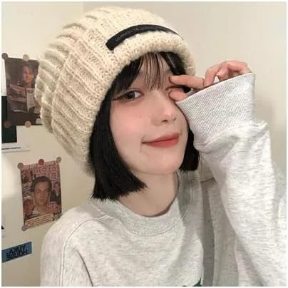 Miniatura 4 de Y2k Gorro de invierno para mujer, gorro de punto grueso, cálido, grueso, estético, para clima frío