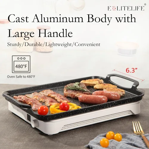 Miniatura 6 de ESLITE LIFE Sartén antiadherente de 11 x 17 pulgadas para cocinar en interiores y exteriores, versátil sartén grande de inducción 2 en 1