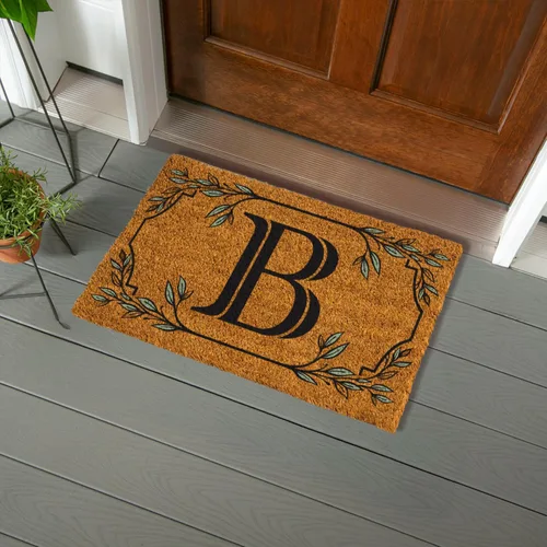 Evergreen Flag Alfombra de puerta de fibra de coco monograma | Letra B | Alfombra para puerta delantera para interiores y exteriores | 71x41 cm |