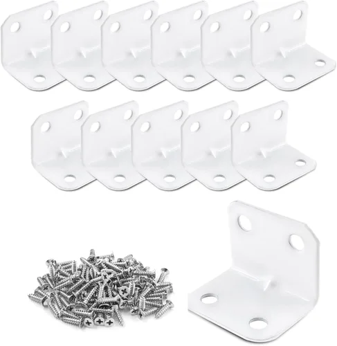 Miniatura 8 de Uenhoy 4 soportes de esquina blancos, soportes pequeños en forma de L de 1 x 1 x 1.3 pulgadas (0.984 x 0.984 x 1.260 in), 90 grados en ángulo recto