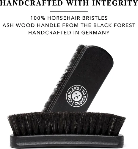 Miniatura 5 de Cepillo para zapatos 100% cepillo de pelo de caballo Mango cóncavo para agarre premium (negro)