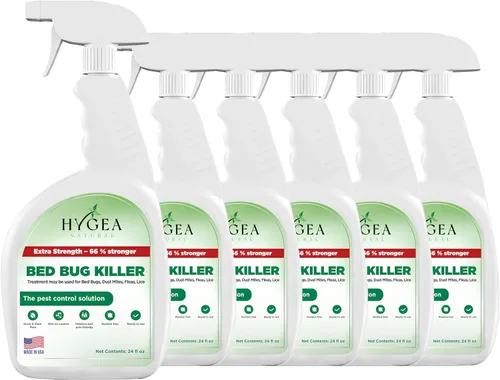 Miniatura 10 de Hygea Natural Dúo de Eliminación de Chinches y Piojos Extra Fuerte - Spray Extra Fuerte de 24 oz para Piojos, Chinches y Ácaros y Repuesto de Spray