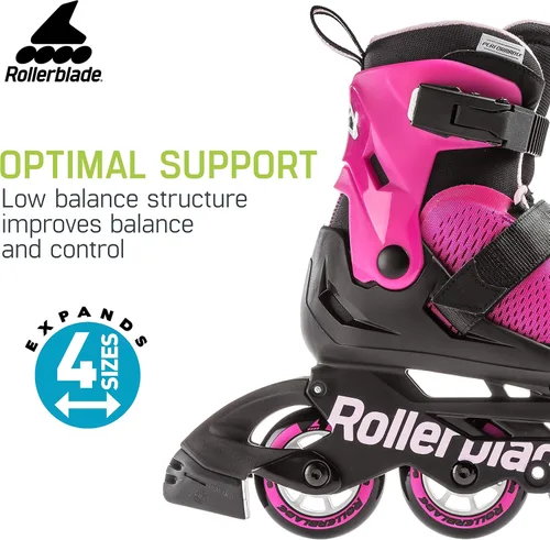 Miniatura 6 de Rollerblade Microblade - Patines en línea ajustables para niñas, color rosa y chicle, para jóvenes, rendimiento juvenil