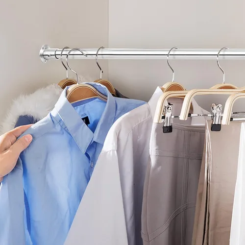 Miniatura 2 de ZAQYCM Varillas para colgar en el armario para montaje en pared de ropa, acero inoxidable para cuarto de servicio/armario/dormitorio/zapatero, kit