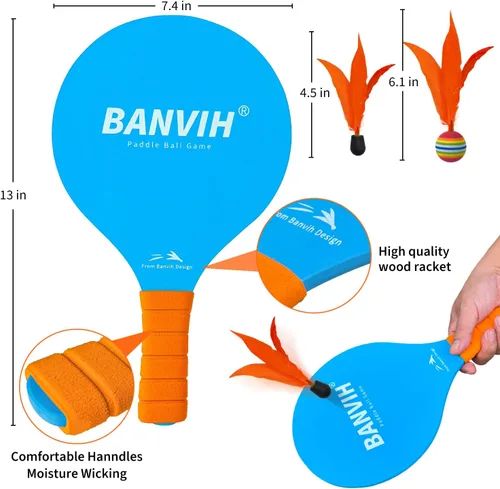 Miniatura 3 de Banvih Juego de 4 raquetas de bádminton, juegos de playa y juegos de patio para adultos y familia, juegos al aire libre para niños de 8 a 12 años