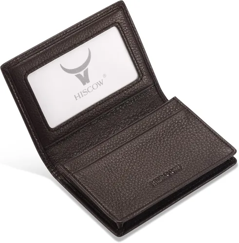 Miniatura 23 de Funda de piel para tarjetas de visita para hombres y mujeres, piel de becerro italiana Café