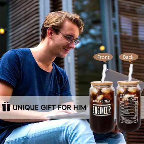 Miniatura 3 de ANOTION Taza de ingeniero para él, regalos para el día de San Valentín, regalos de broma para él, lindas tazas de vidrio, regalos para ingenieros