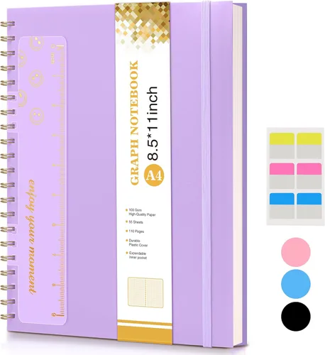 Miniatura 42 de Lined Spiral Notebook Journal 8.5” x 11”, A4 Large Notebooks for Women Men, College Ruled Journal, 100 GSM Paper, Plastic Hardcover Spiral Bound