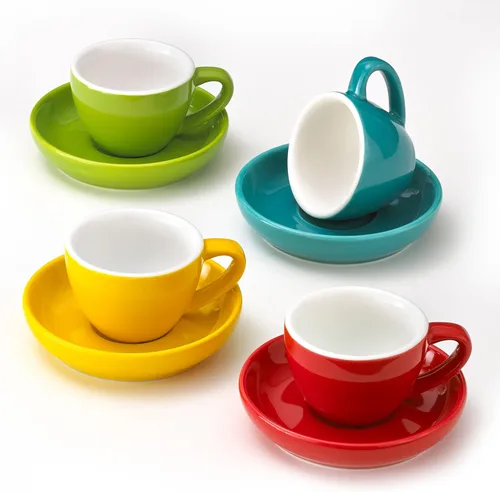 Miniatura 9 de Tazas y platillos de café expreso - Demitasse de 3 onzas para café, juego de 4, colores surtidos (moderno)