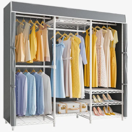 Miniatura 16 de VIPEK V5C Plus - Perchero de ropa portátil cubierto, armario portátil, perchero resistente con estantes ajustables, perchero de metal negro
