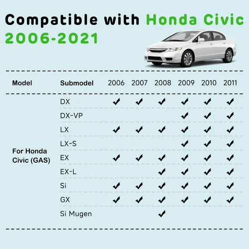Miniatura 4 de Alfombrillas para Honda Civic Gas Sedan 2006-2011, alfombrilla mejorada para maletero para todo tipo de clima, revestimientos de suelo TPE