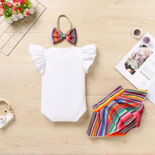 Miniatura 2 de IMEKIS Traje de 1er cumpleaños para bebé niña con estampado de girasol y durazno + pantalones cortos con volantes + diadema para sesión de fotos