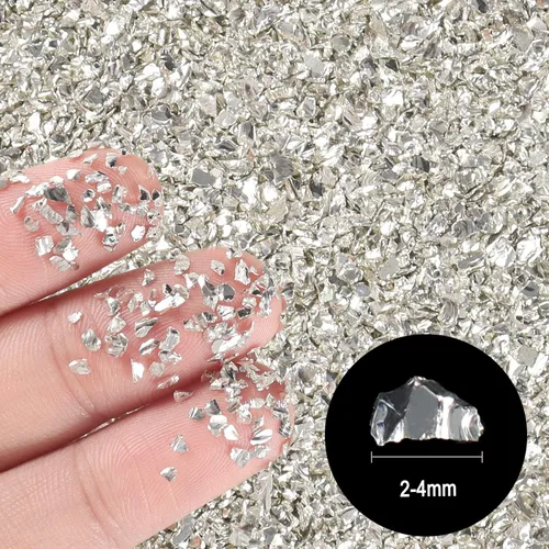 Miniatura 2 de Ceya 3.53 oz / 150 g Cuentas de vidrio triturado irregulares de cristal metálico plateado Cuentas de vidrio roto brillante de 2-4 mm Brillantina