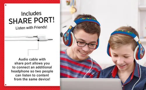 Miniatura 2 de eKids Super Mario - Audífonos para niños, diadema ajustable, sonido estéreo, conector de 3.5mm, audífonos con cable para niños, sin enredos, control