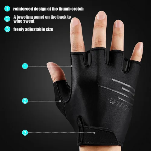Miniatura 4 de Guantes de ciclismo para hombres y mujeres, guantes de ciclismo de medio dedo, guantes de entrenamiento adecuados para deportes al aire libre