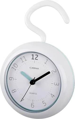 OSTAR Reloj de ducha de 2 piezas, resistente al agua, analógico, de cuarzo, soporte colgante de doble propósito, funciona con pilas AA, tamaño