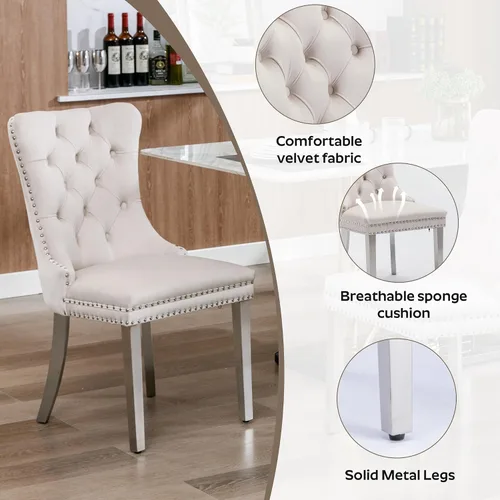 Miniatura 5 de Juego de mesa de comedor de 5 piezas con 4 sillas, mesa de comedor rectangular de madera de 71 pulgadas con sillas de comedor de terciopelo, tablero