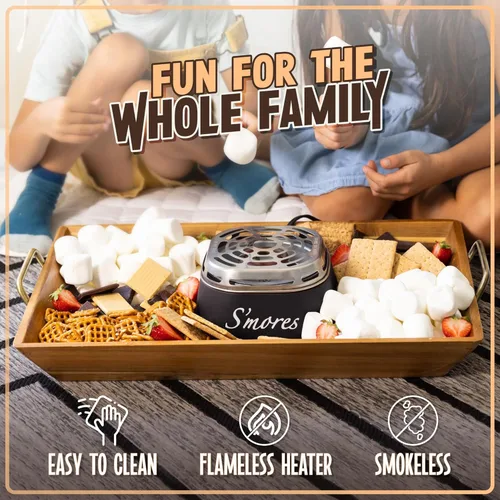 Miniatura 3 de Nostalgia - Fabricante de S'mores Eléctrico de Mesa para Interior - Kit de S'mores con Palitos para Asar Malvaviscos y 4 Bandejas para Galletas