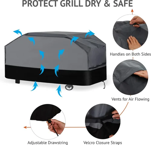 Miniatura 6 de Cubierta de parrilla resistente de 76 pulgadas, 600D Oxford resistente al agua, resistente a los rayos UV y a la decoloración, para parrilla Weber
