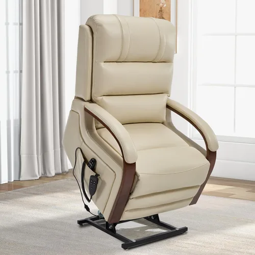 Miniatura 14 de Sillón reclinable de elevación eléctrica de doble motor Trustyue, reclinable plano, silla elevadora con masaje y calor, asistencia para pararse