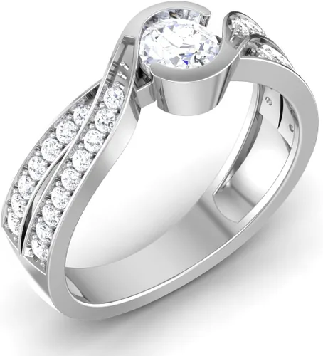 Miniatura 2 de Anillo de compromiso con bisel de diamantes creados en laboratorio de 3.31 quilates con certificación IGI con banda giratoria en oro rosa amarillo
