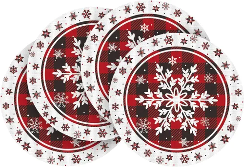 Miniatura 9 de Artoid Mode - Juego de 4 manteles individuales de vinilo con copos de nieve de Navidad, 30x46 cm, lavables, antideslizantes, de PVC, para decoración