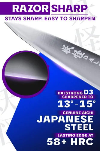 Miniatura 2 de Cuchillo de Chef Dalstrong - 8 pulgadas - Serie Phantom - Cuchillo de Cocina de Acero Japonés AUS8 de Alto Carbono - Mango G10 Blanco - Cuchillo
