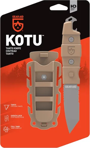 Miniatura 2 de GEAR AID Kotu Tanto Cuchillo de hoja fija para exteriores con funda de liberación rápida, hoja recubierta de titanio de 3 pulgadas Coyote