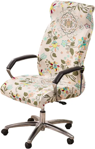 Miniatura 22 de CRFATOP Funda elástica para silla de oficina de computadora con cremallera duradera, funda para silla de escritorio giratoria universal, respaldo