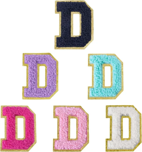 Miniatura 224 de 6 piezas de parches de letras de chenilla autoadhesivas, parches de letras preppy de 2 pulgadas para bolsos, ropa y sombreros, grandes pegatinas